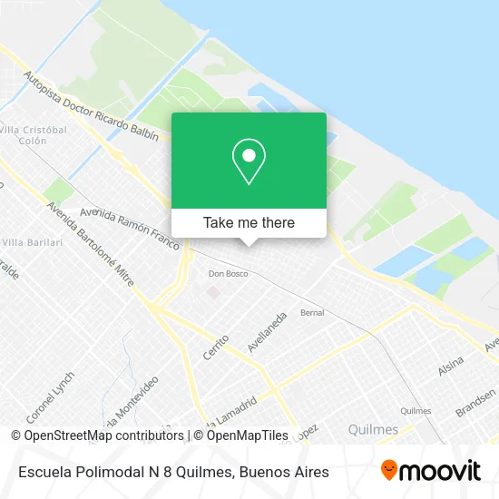 Mapa de Escuela Polimodal N 8 Quilmes