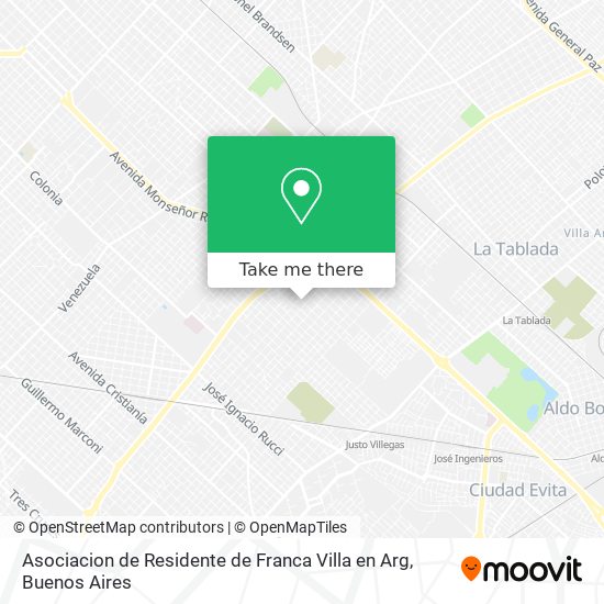 Asociacion de Residente de Franca Villa en Arg map