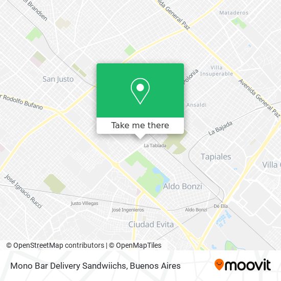 Mono Bar Delivery Sandwiichs map