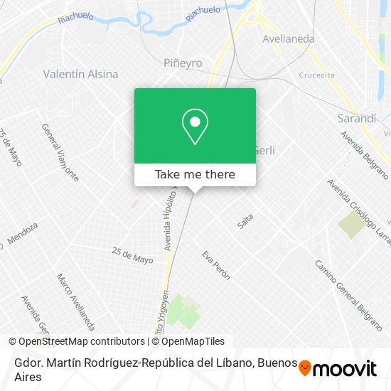 Gdor. Martín Rodríguez-República del Líbano map