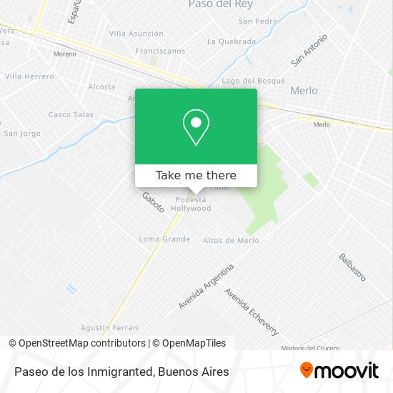 Paseo de los Inmigranted map