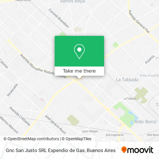 Gnc San Justo SRL Expendio de Gas map