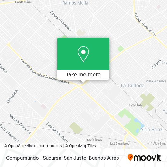 Mapa de Compumundo - Sucursal San Justo