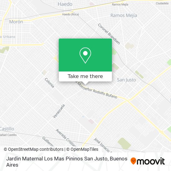 Mapa de Jardin Maternal Los Mas Pininos San Justo