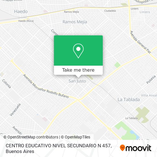 Mapa de CENTRO EDUCATIVO NIVEL SECUNDARIO N 457