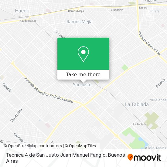 Tecnica 4 de San Justo Juan Manuel Fangio map