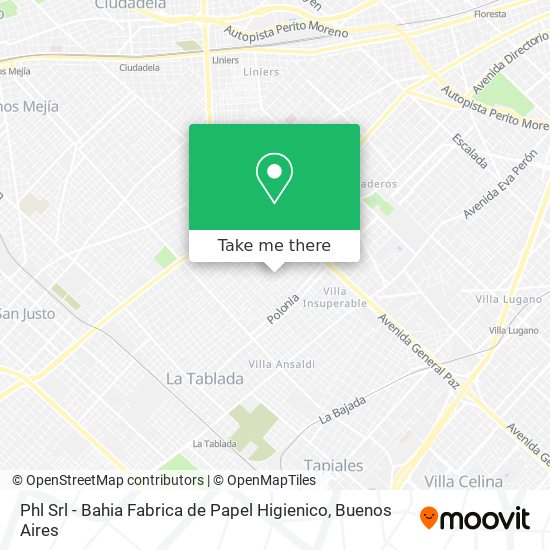 Mapa de Phl Srl - Bahia Fabrica de Papel Higienico