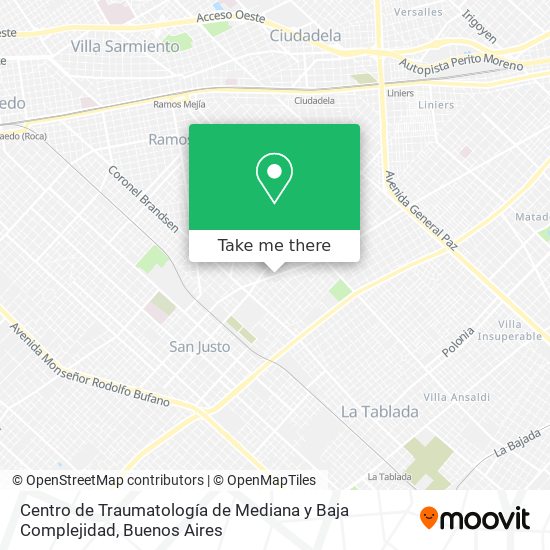 Mapa de Centro de Traumatología de Mediana y Baja Complejidad