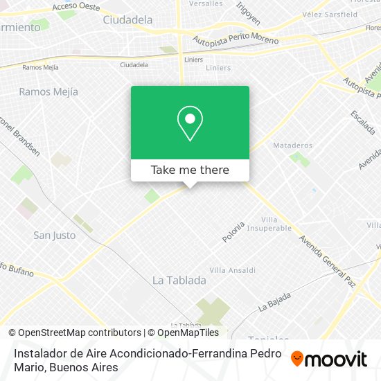 Mapa de Instalador de Aire Acondicionado-Ferrandina Pedro Mario