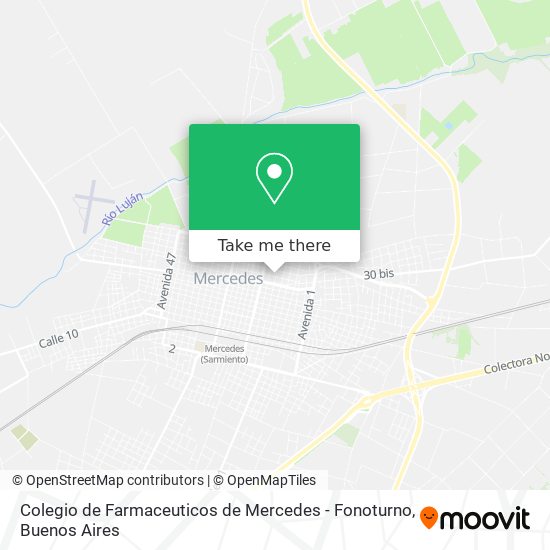 Mapa de Colegio de Farmaceuticos de Mercedes - Fonoturno