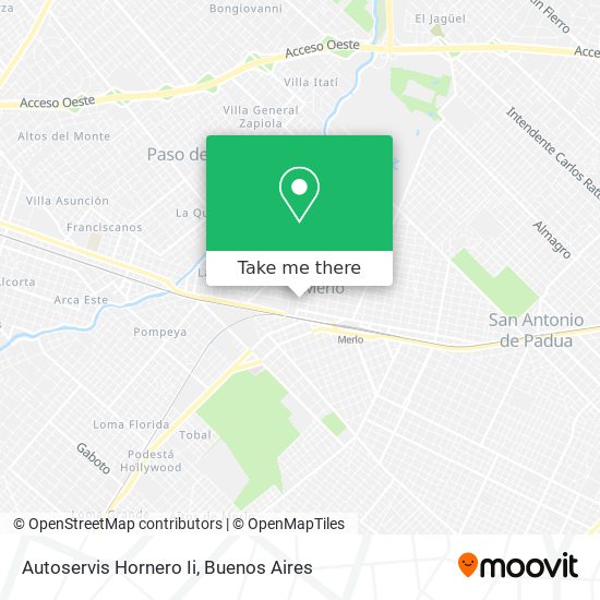 Mapa de Autoservis Hornero Ii