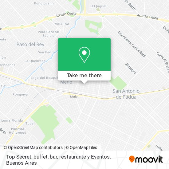 Mapa de Top Secret, buffet, bar, restaurante y Eventos