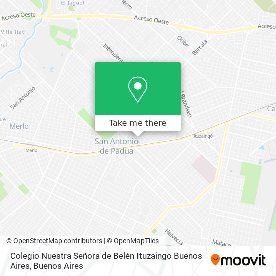 Mapa de Colegio Nuestra Señora de Belén Ituzaingo Buenos Aires