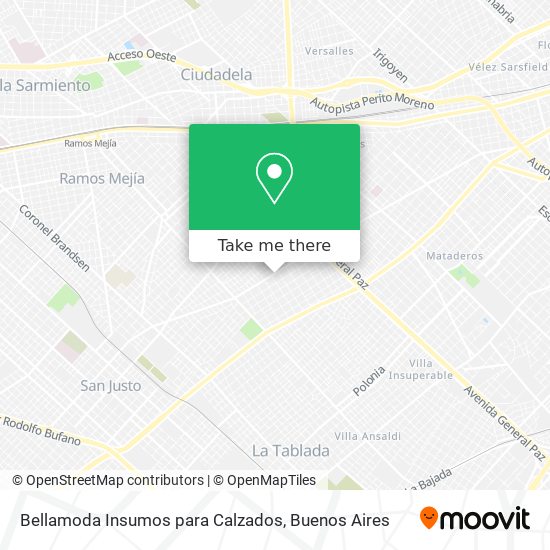Mapa de Bellamoda Insumos para Calzados