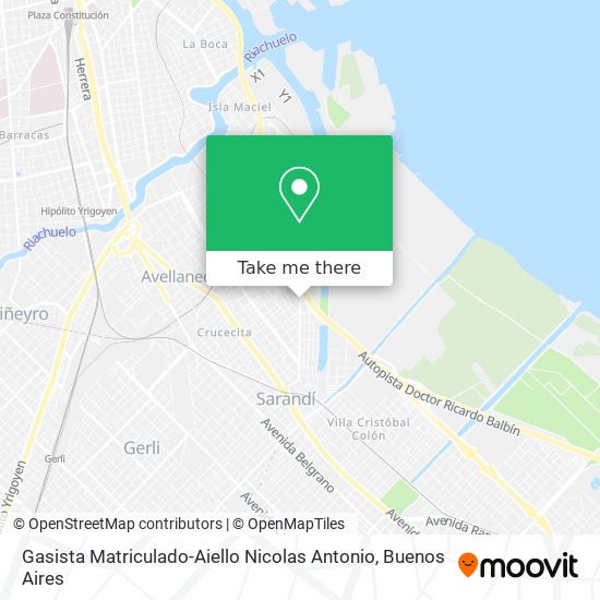 Mapa de Gasista Matriculado-Aiello Nicolas Antonio