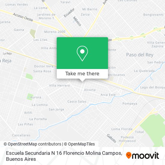 Mapa de Escuela Secundaria N 16 Florencio Molina Campos