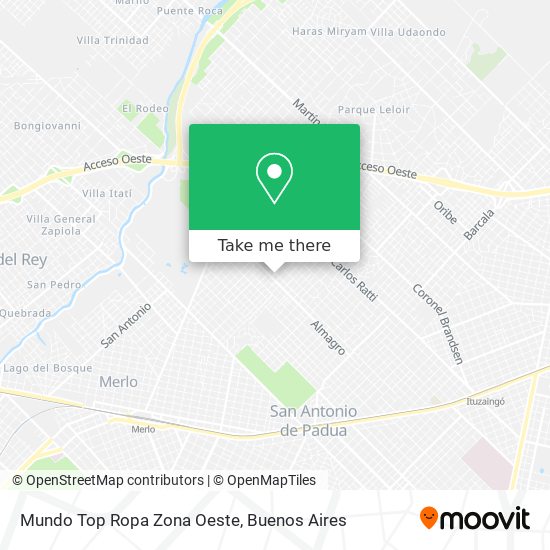 Mundo Top Ropa Zona Oeste map