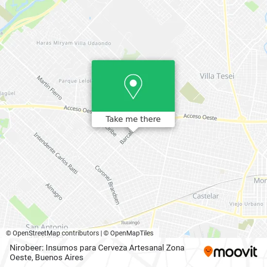 Mapa de Nirobeer: Insumos para Cerveza Artesanal Zona Oeste