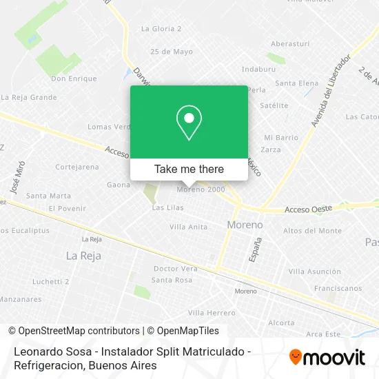 Mapa de Leonardo Sosa - Instalador Split Matriculado - Refrigeracion
