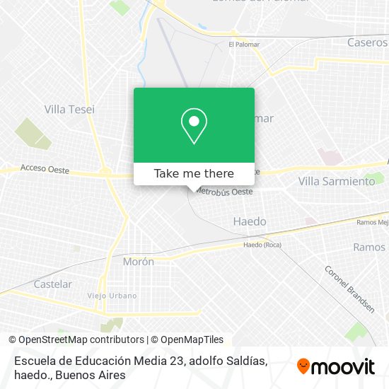 Mapa de Escuela de Educación Media 23, adolfo Saldías, haedo.