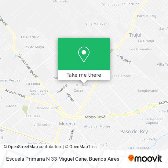 Mapa de Escuela Primaria N 33 Miguel Cane