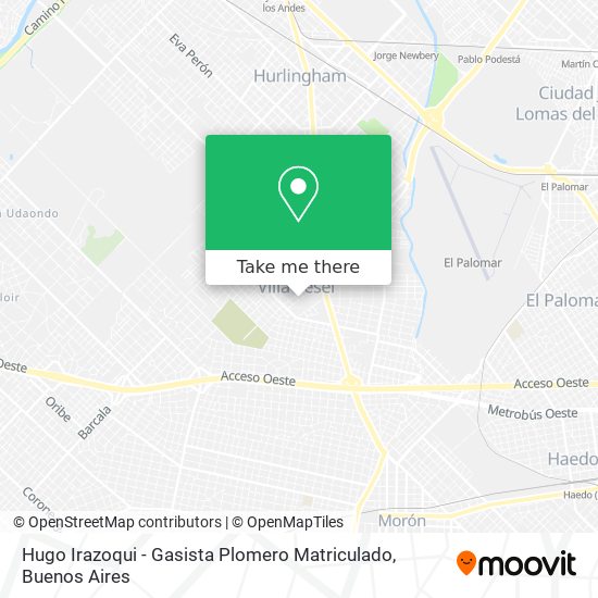 Hugo Irazoqui - Gasista Plomero Matriculado map