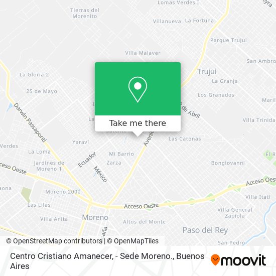 Mapa de Centro Cristiano Amanecer, - Sede Moreno.
