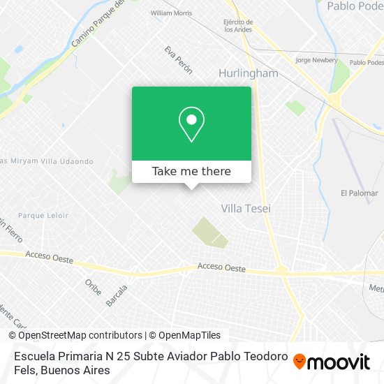 Mapa de Escuela Primaria N 25 Subte Aviador Pablo Teodoro Fels