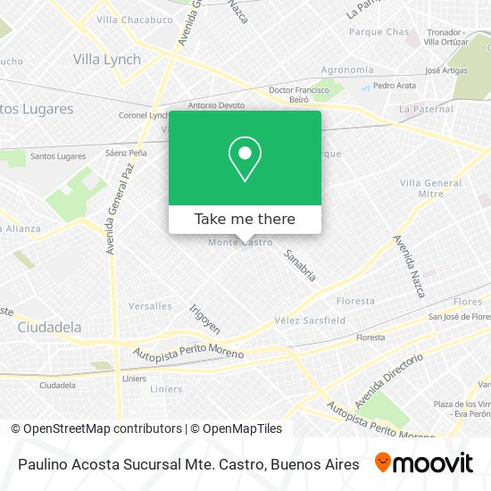 Mapa de Paulino Acosta Sucursal Mte. Castro