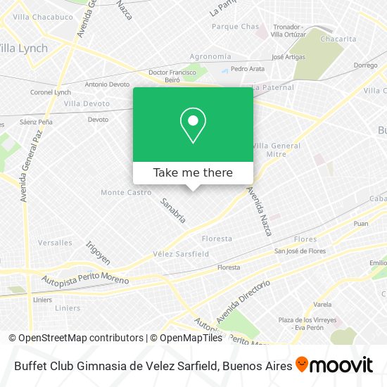 Buffet Club Gimnasia de Velez Sarfield map