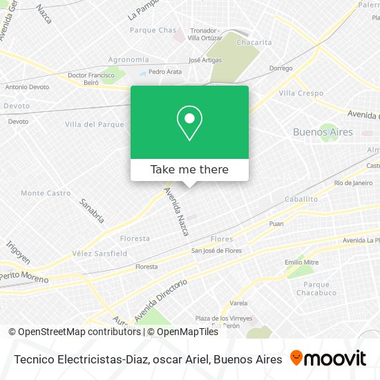 Mapa de Tecnico Electricistas-Diaz, oscar Ariel