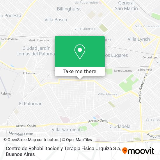 Mapa de Centro de Rehabilitacion y Terapia Fisica Urquiza S a