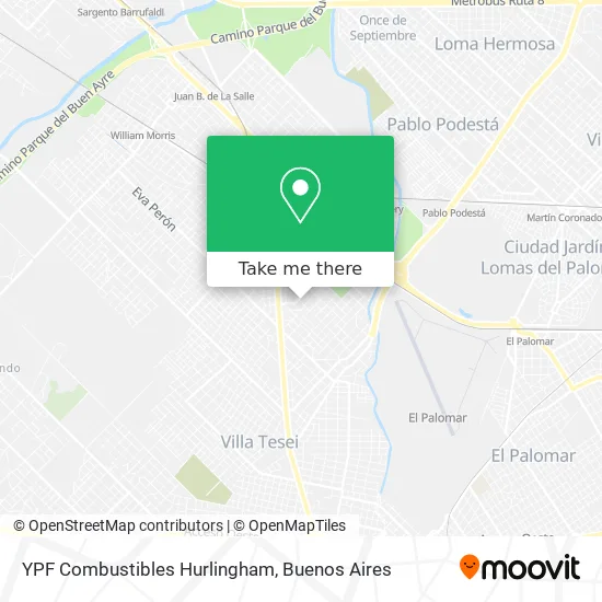Mapa de YPF Combustibles Hurlingham