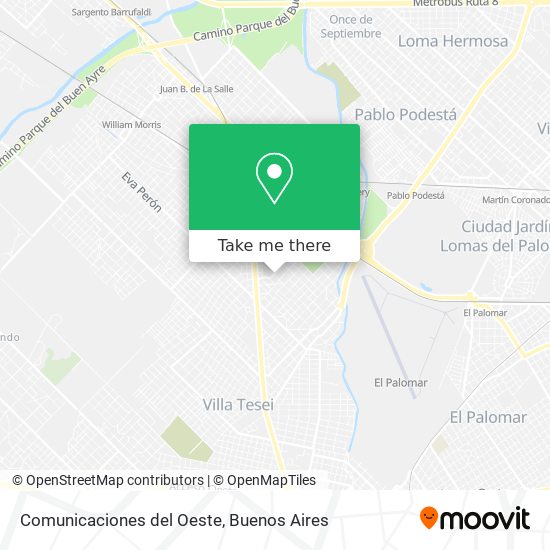 Comunicaciones del Oeste map