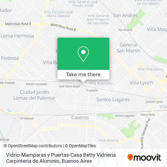 Vidrio-Mamparas y Puertas-Casa Betty Vidrieria Carpinteria de Aluminio map