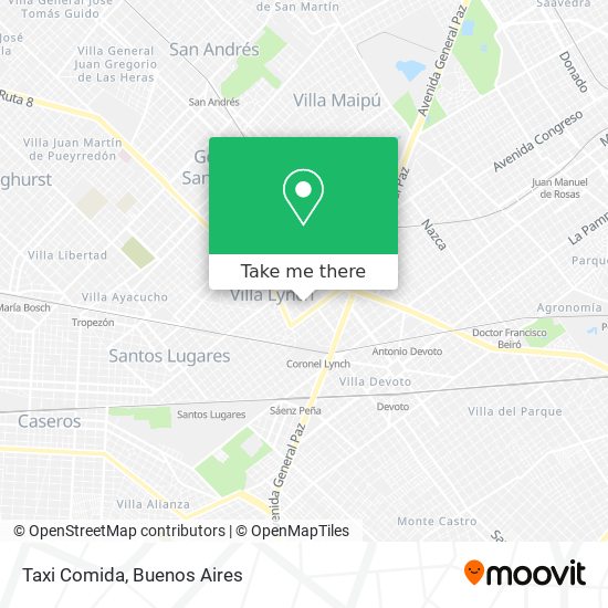 Mapa de Taxi Comida