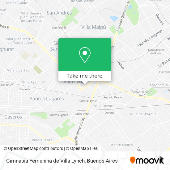 Mapa de Gimnasia Femenina de Villa Lynch
