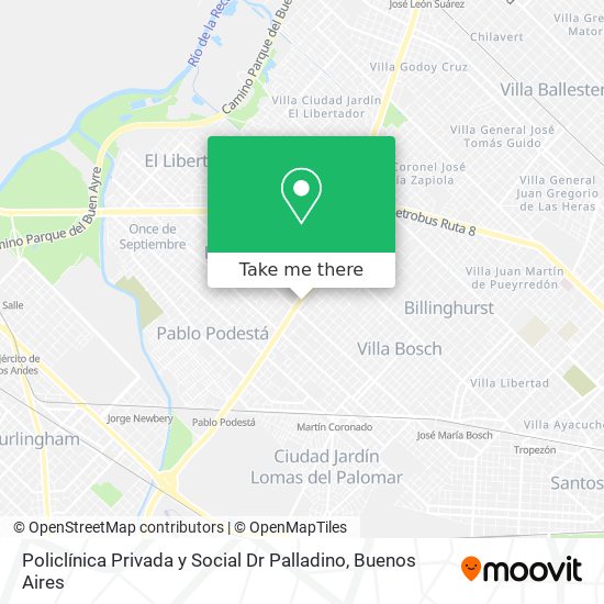 Mapa de Policlínica Privada y Social Dr Palladino