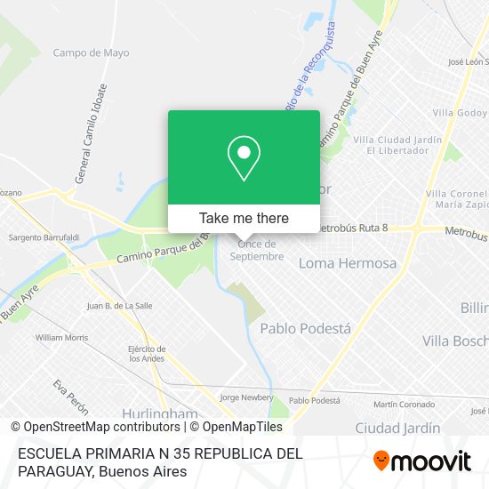 ESCUELA PRIMARIA N 35 REPUBLICA DEL PARAGUAY map