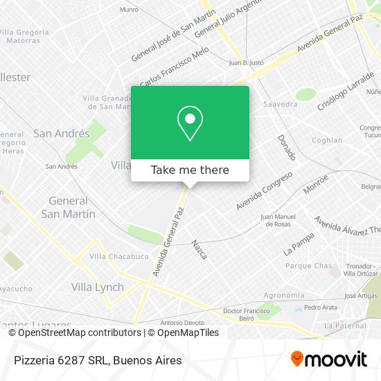 Mapa de Pizzeria 6287 SRL
