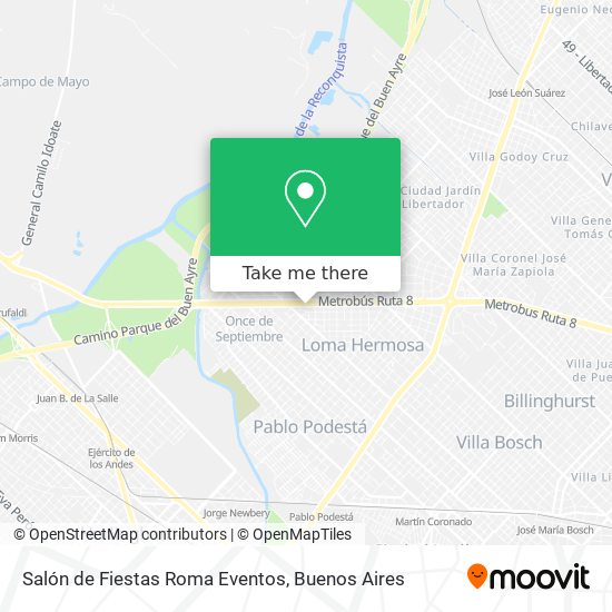 Mapa de Salón de Fiestas Roma Eventos