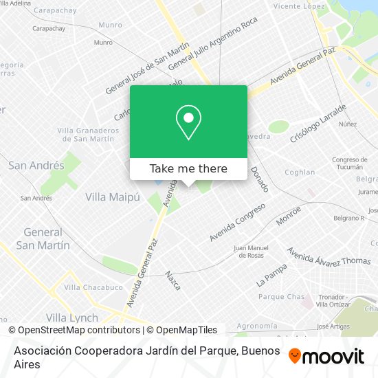 Mapa de Asociación Cooperadora Jardín del Parque