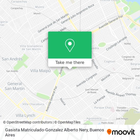Mapa de Gasista Matriculado-Gonzalez Alberto Nery