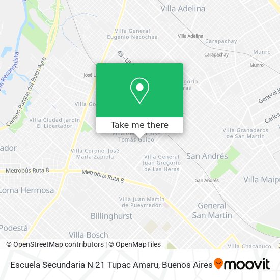 Mapa de Escuela Secundaria N 21 Tupac Amaru