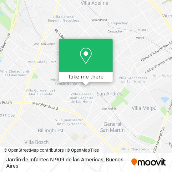 Jardin de Infantes N 909 de las Americas map