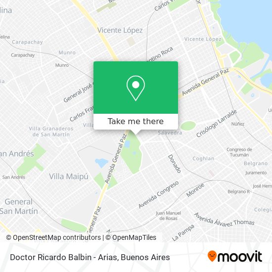 Doctor Ricardo Balbin - Arias map