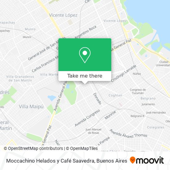 Mapa de Moccachino Helados y Café Saavedra