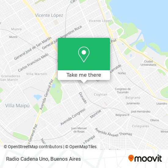 Mapa de Radio Cadena Uno