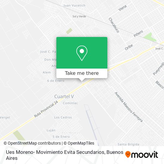 Mapa de Ues Moreno- Movimiento Evita Secundarios