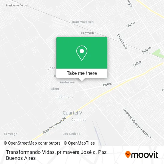 Mapa de Transformando Vidas, primavera José c. Paz